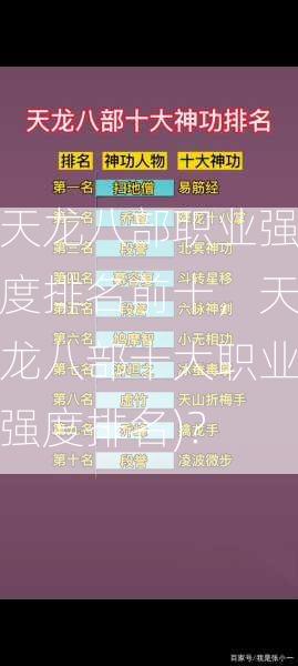 天龙八部职业强度排名前十，天龙八部十大职业强度排名)？