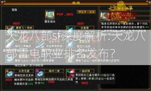 天龙八部sf深度解析:天龙八部雷电职业排名发布？