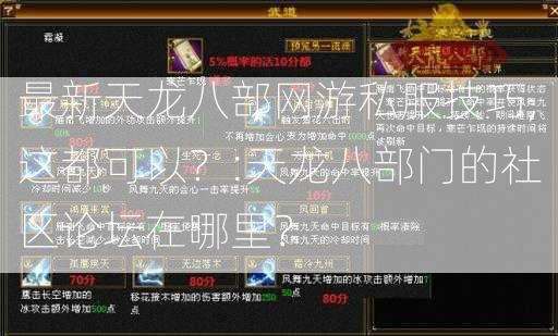 最新天龙八部网游私服技巧,这都可以？:天龙八部门的社区论坛在哪里？ 第2张