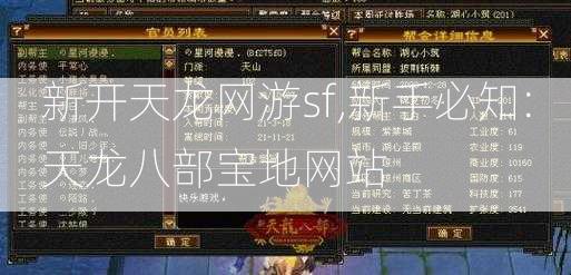 新开天龙网游sf,新手必知:天龙八部宝地网站  第2张