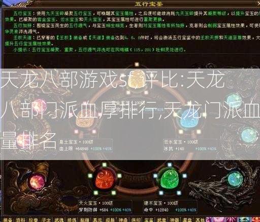 天龙八部游戏sf,评比:天龙八部门派血厚排行,天龙门派血量排名 第2张