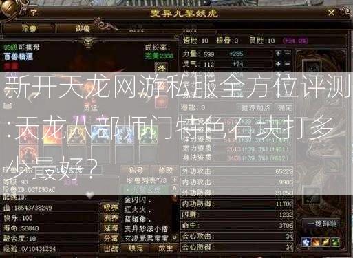 新开天龙网游私服全方位评测:天龙八部师门特色石块打多少最好？