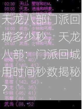 天龙八部门派回城多少秒，天龙八部：门派回城用时间秒数揭秘？  第2张