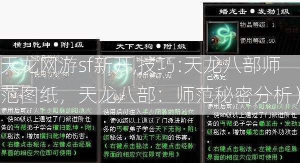 天龙网游sf新开,技巧:天龙八部师范图纸，天龙八部：师范秘密分析）  第1张