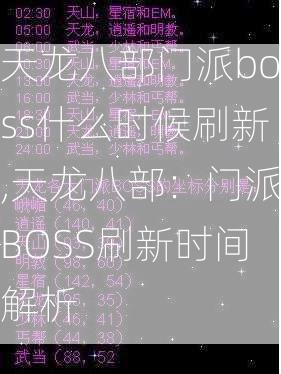 天龙八部门派boss什么时候刷新,天龙八部：门派BOSS刷新时间解析