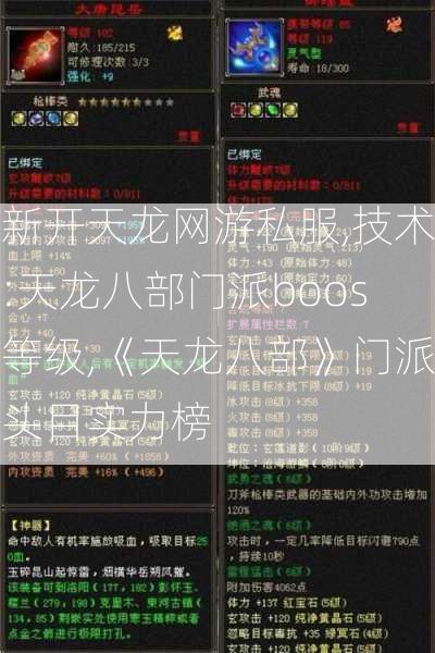 新开天龙网游私服,技术:天龙八部门派boos等级,《天龙八部》门派头目实力榜  第2张