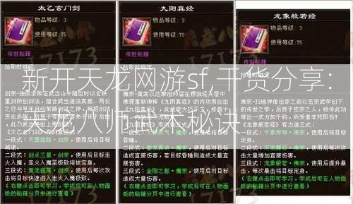 新开天龙网游sf,干货分享:天龙八师武术秘诀 第1张