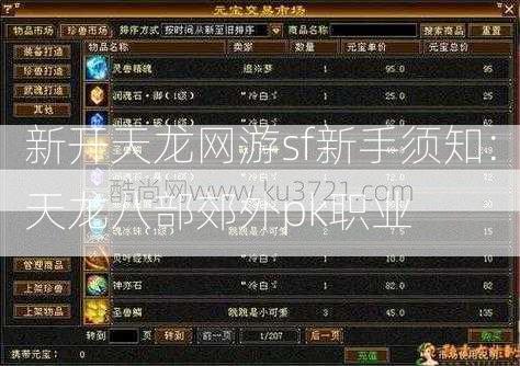 新开天龙网游sf新手须知:天龙八部郊外pk职业