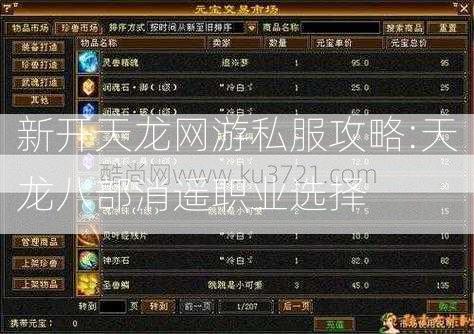 新开天龙网游私服攻略:天龙八部消遥职业选择  第2张