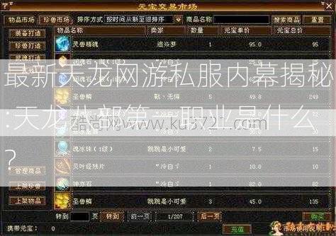 最新天龙网游私服内幕揭秘:天龙八部第一职业是什么？  第2张