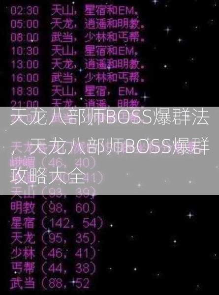 天龙八部师BOSS爆群法，天龙八部师BOSS爆群攻略大全