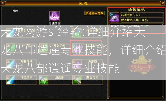 天龙网游sf经验:详细介绍天龙八部逍遥专业技能，详细介绍天龙八部逍遥专业技能  第2张