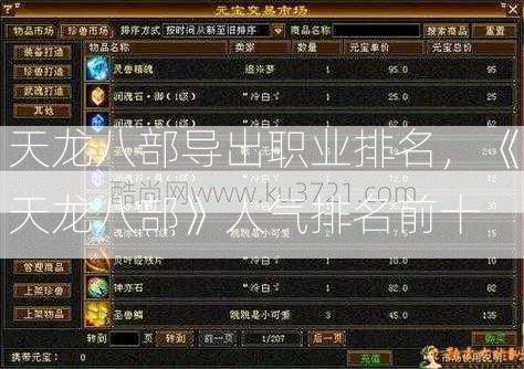 天龙八部导出职业排名，《天龙八部》人气排名前十  第2张