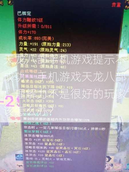 天龙八部手机游戏提示不成功，手机游戏天龙八部：理解力不是很好的玩家该怎么办？