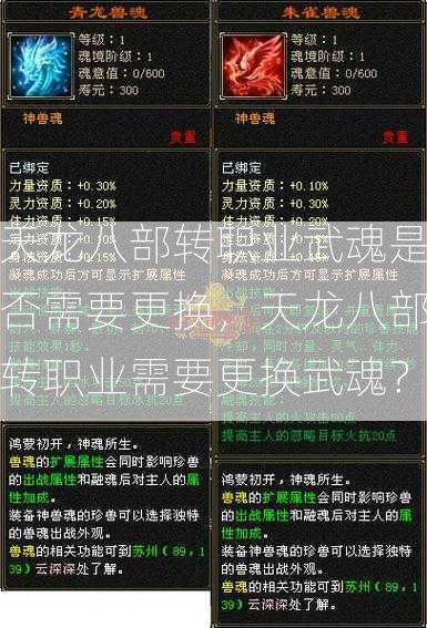 天龙八部转职业武魂是否需要更换，天龙八部转职业需要更换武魂？  第2张