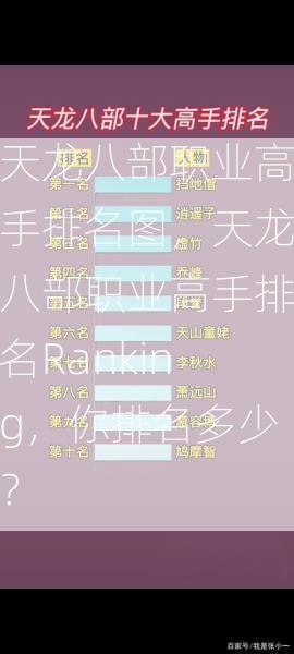 天龙八部职业高手排名图，天龙八部职业高手排名Ranking，你排名多少？