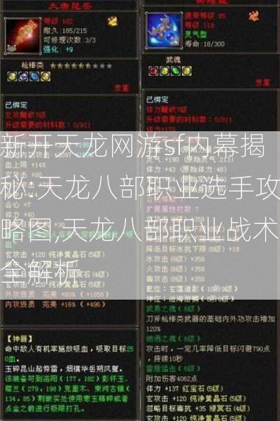 新开天龙网游sf内幕揭秘:天龙八部职业选手攻略图,天龙八部职业战术全解析  第1张