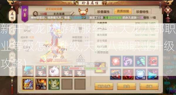 新开天龙网游私服经验:天龙八部职业等级怎么升级,天龙八部职业升级攻略) 第2张