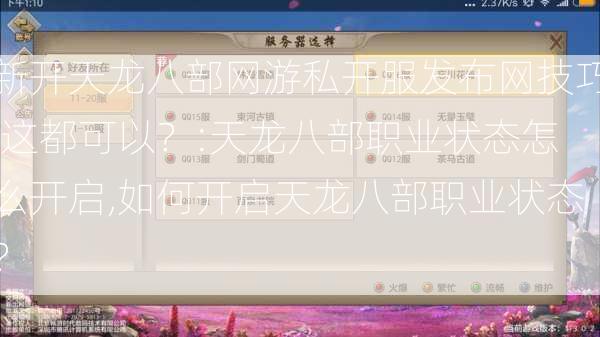 新开天龙八部网游私开服发布网技巧,这都可以？:天龙八部职业状态怎么开启,如何开启天龙八部职业状态？  第2张