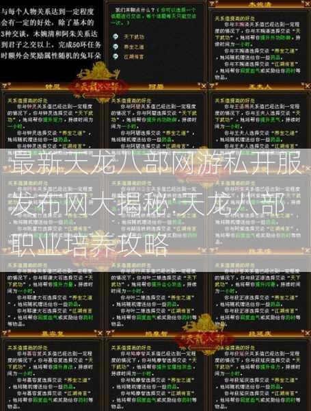 最新天龙八部网游私开服发布网大揭秘:天龙八部职业培养攻略  第2张