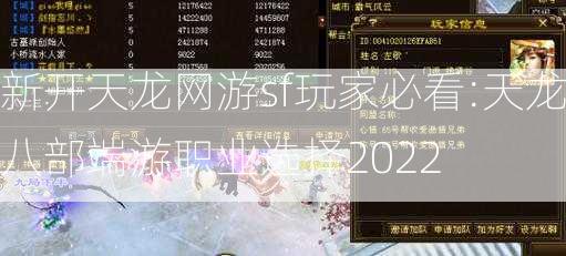 新开天龙网游sf玩家必看:天龙八部端游职业选择2022  第2张