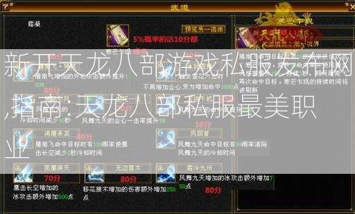 新开天龙八部游戏私服发布网,指南:天龙八部私服最美职业 