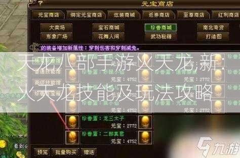 天龙八部手游火天龙,新：火天龙技能及玩法攻略 第2张