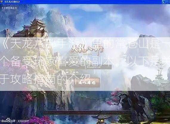 《天龙八部手游》里的常苍山是一个备受玩家喜爱的副本。以下是关于攻略指南的介绍。