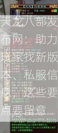 天龙八部发布网：助力玩家找新版本、私服信息，这些要点要留意  第2张