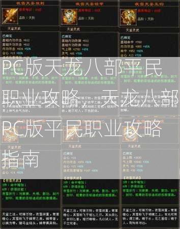 PC版天龙八部平民职业攻略，天龙八部PC版平民职业攻略指南  第3张