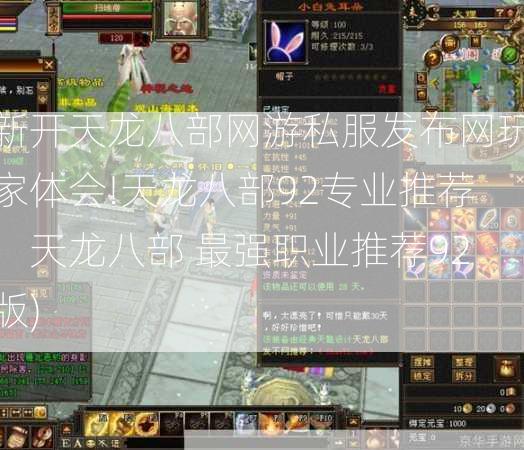 新开天龙八部网游私服发布网玩家体会!天龙八部92专业推荐，天龙八部 最强职业推荐92版)  第2张