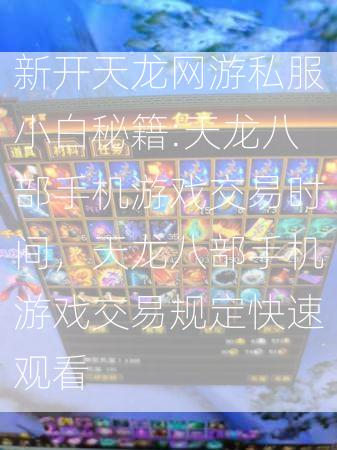 新开天龙网游私服小白秘籍:天龙八部手机游戏交易时间，天龙八部手机游戏交易规定快速观看  第3张