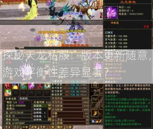 探秘天龙私服：版本更新随意，游戏平衡性差异显著？  第3张