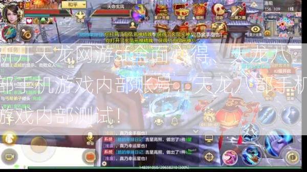 新开天龙网游sf全面心得、天龙八部手机游戏内部账号，天龙八部手机游戏内部测试！